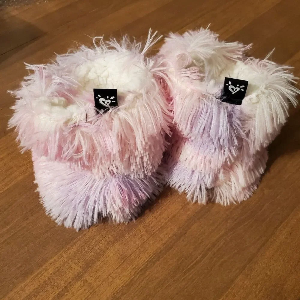 Justice Girl's Size M/L 5.5 - 7.5 Tie Dye Faux Fur Bootie Slippers